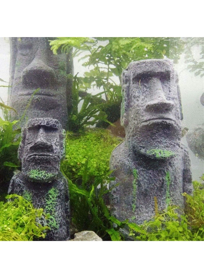 تمثال حجري من جزيرة الفصح، زينة من الراتنج، لتزيين أحواض السمك - (صغير، متوسط، كبير) - Image 5